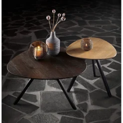 Bijzettafel Tavolo eikenhout 50x50 cm organisch bruin