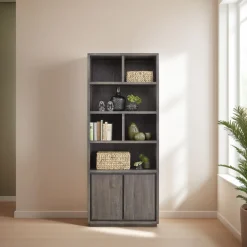 Boekenkast Lavio (86 cm) eiken grafiet