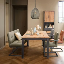 Eetkamerbank Oro 170 cm microleder groen