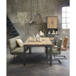 Eetkamerbank Oro 170 cm microleder bruin