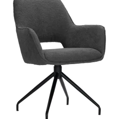 Eetkamerstoel Buco draaibaar bouclé donkergrijs