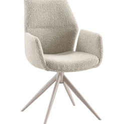 Eetkamerstoel Faido bouclé lichtbruin poot grijs