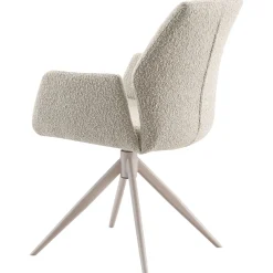 Eetkamerstoel Faido bouclé lichtbruin poot grijs