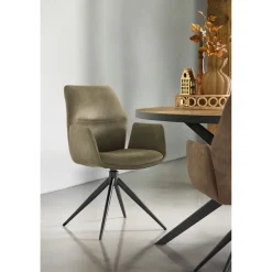 Eetkamerstoel Faido microvezel groen poot zwart