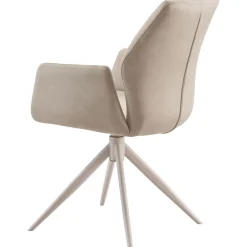 Eetkamerstoel Faido microvezel beige poot grijs