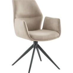 Eetkamerstoel Faido microvezel lichtbeige poot zwart