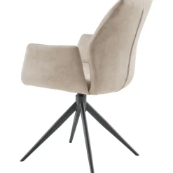 Eetkamerstoel Faido microvezel lichtbeige poot zwart