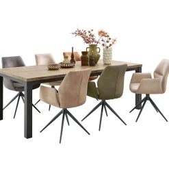 Eetkamerstoel Faido microvezel lichtbeige poot zwart