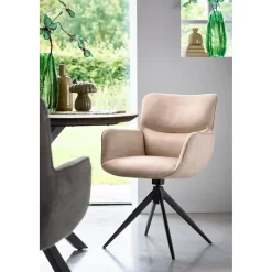 Eetkamerstoel Lasanto draaibaar microvezel beige