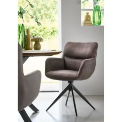 Eetkamerstoel Lasanto draaibaar microvezel antraciet