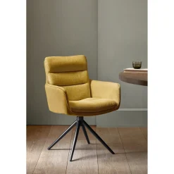 Eetkamerstoel Letta draaibaar velvet okergeel