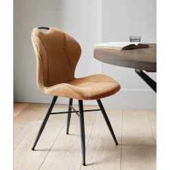 Eetkamerstoel Loana microvezel cognac