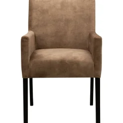Eetkamerstoel met armleuning Avanza velvet ecru
