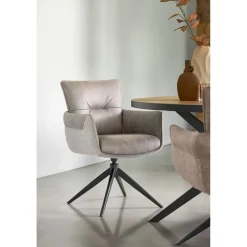 Eetkamerstoel Mirandola draaibaar microleder beige