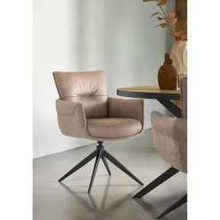 Eetkamerstoel Mirandola draaibaar microleder taupe