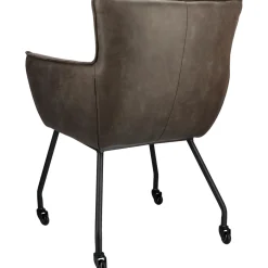 Eetkamerstoel Novile microleder donkergrijs met wiel