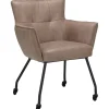 Eetkamerstoel Novile microleder taupe met wiel