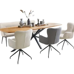 Eettafel Aska teak 260x110 cm Deens ovaal naturel brushed