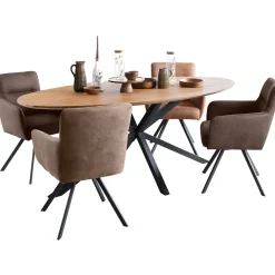 Eettafel Aska teak 200x100 cm ovaal naturel brushed