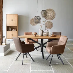 Eettafel Aska teak 240x120 cm ovaal naturel brushed