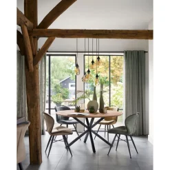 Eettafel Romaro teakhout 150 cm rond mix rough