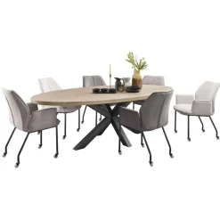 Eettafel Tavolo eikenhout 260x125 cm ovaal naturel grijs