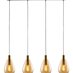 Hanglamp Felinio amber glas 4-lichts