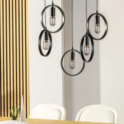 Hanglamp Girare zwart metaal 5-lichts