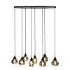 Hanglamp Lungo zwart smoke glas 8-lichts