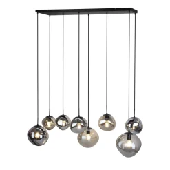 Hanglamp Macato zwart smoke glas 8-lichts