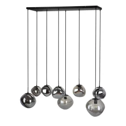 Hanglamp Macato zwart smoke glas 8-lichts