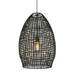 Hanglamp Orcia rond 46 cm rotan zwart
