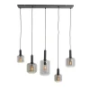 Hanglamp Peglio glas smoke zwart 5-lichts