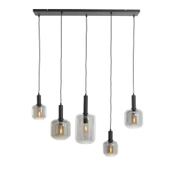 Hanglamp Peglio glas smoke zwart 5-lichts