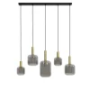 Hanglamp Peglio glas smoke antiek brons 5-lichts