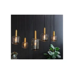 Hanglamp Peglio glas smoke antiek brons 5-lichts