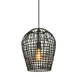 Hanglamp Scarperio rond 31 cm rotan zwart
