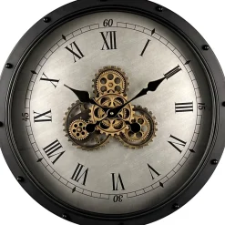 Klok Nimar metaal rond 60cm zwart beige dessin 41