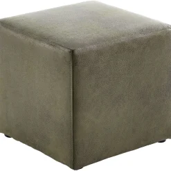 Poef Roby 40x40 cm microleder groen vierkant