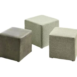 Poef Roby 40x40 cm microleder groen vierkant