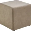 Poef Roby 45x45 cm microvezel taupe vierkant