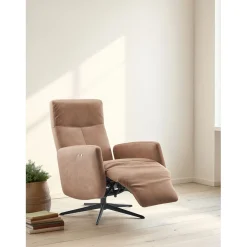 Relaxfauteuil Perfini elektrisch verstelbare rug en voetensteun camel