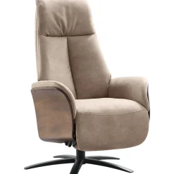 Relaxfauteuil Serio beige donker hout premium comfort