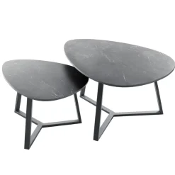 Salontafel Lineto 64x80 cm organisch zwart keramiek