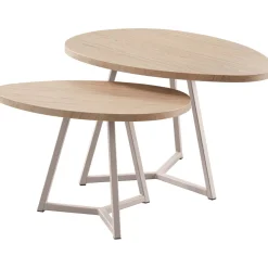 Salontafelset Locarnio 61 en 80 cm organisch misty oak