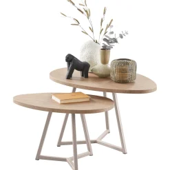 Salontafelset Locarnio 61 en 80 cm organisch misty oak