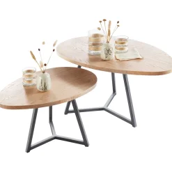 Salontafelset Locarnio 40 en 52 cm organisch misty oak