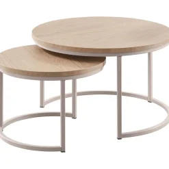 Salontafelset Lunata 55 en 75 cm rond misty oak