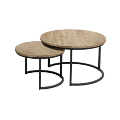 Salontafelset Lunata 55 en 75 cm rond mango