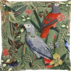 Sierkussen Puntamar papegaaien 45x45cm groen